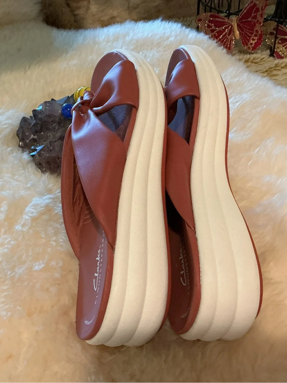 Clarks cloud steppers; Arla Kaylie; like new; terra-cotta pink